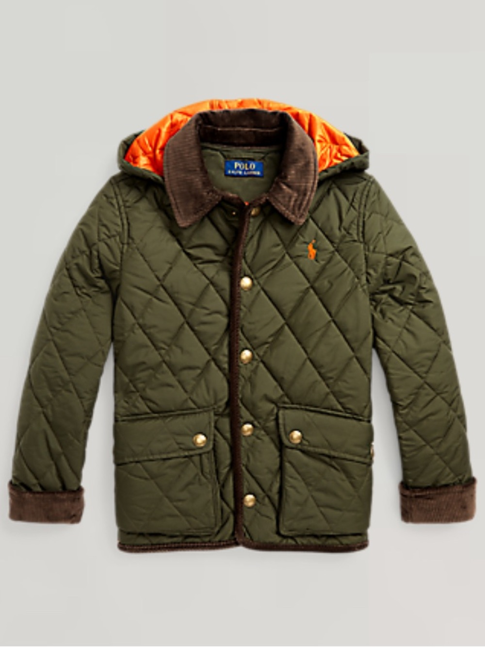 Polo by Ralph Lauren- Hooded Barn Jacket in Hunter Green and Orange - Boys S (8)